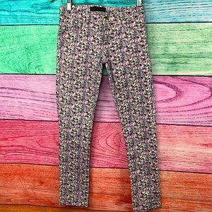 JUICY COUTURE RARE y2k purple & white floral pattern skinny jeans Like New